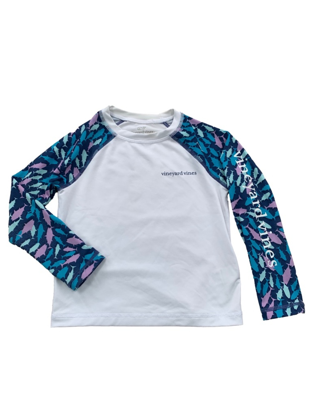 Vineyard Vines Size 3T Long Sleeve Fish Print Rashguard Performance Swim Shirt